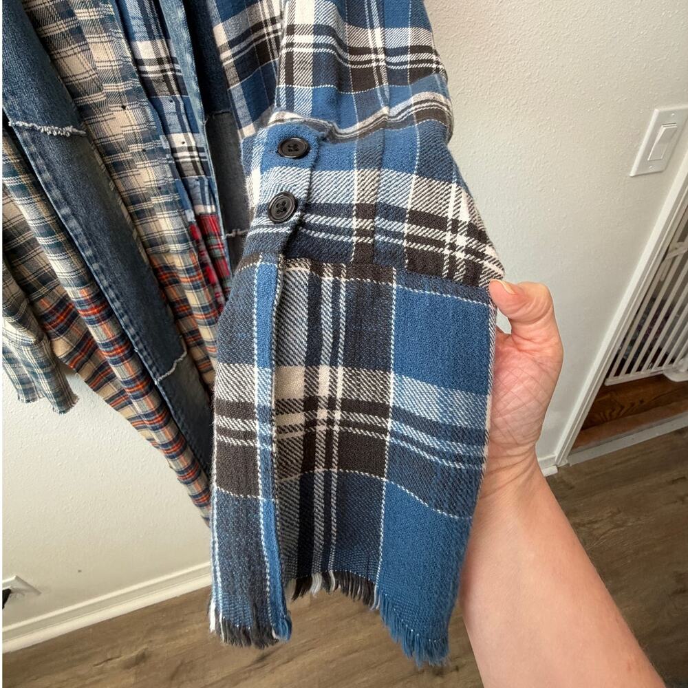 NWOT Greg Lauren Denim Studio Patchwork Plaid Kimono Coat Size S - Picture 7 of 15